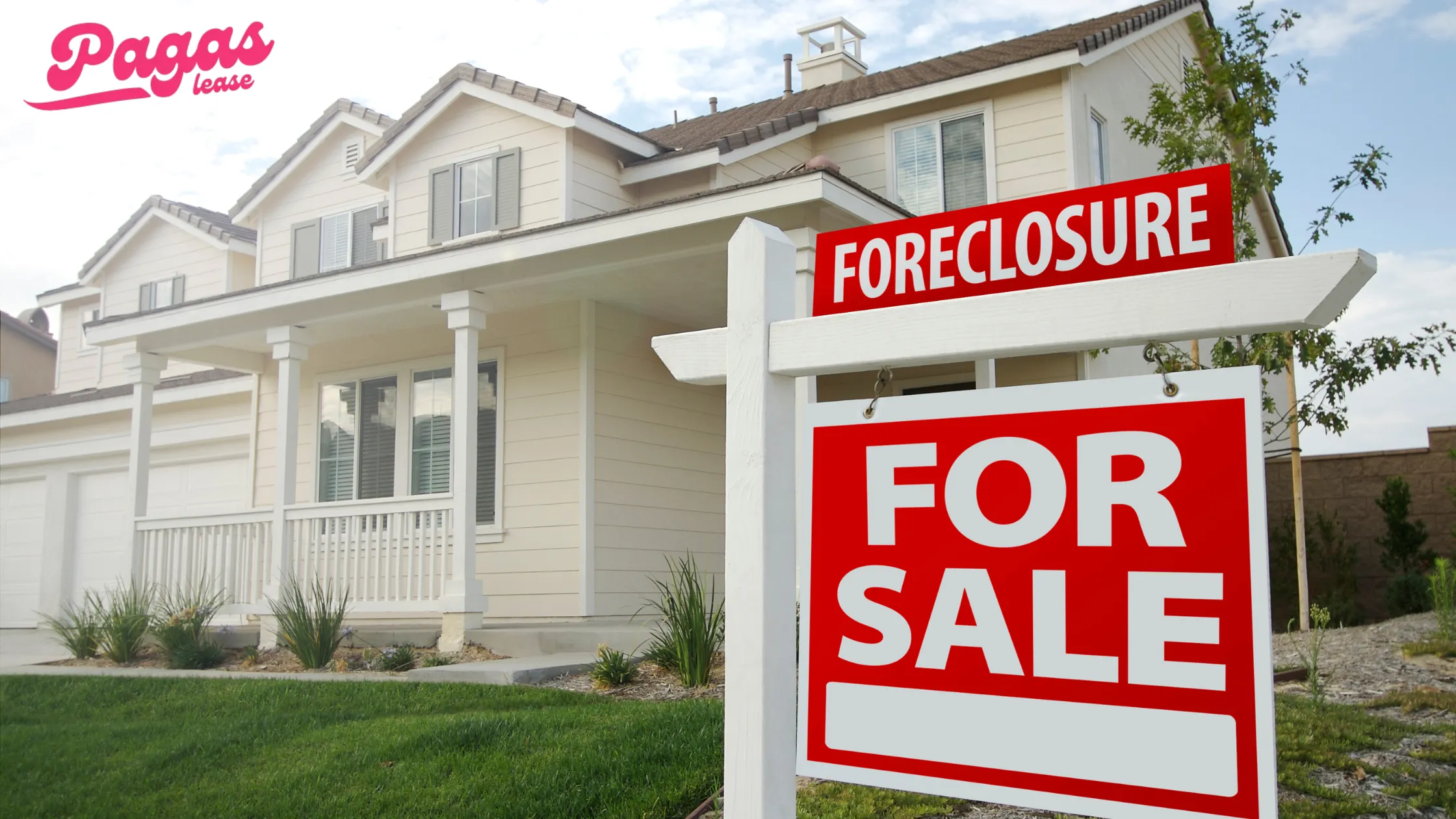 A "Foreclosure For Sale" sign stands in front of a house, raising the question: Can you foreclose on a life estate?